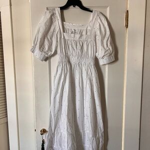 NWOT Duster Puff Sleeve White Dress, sz M